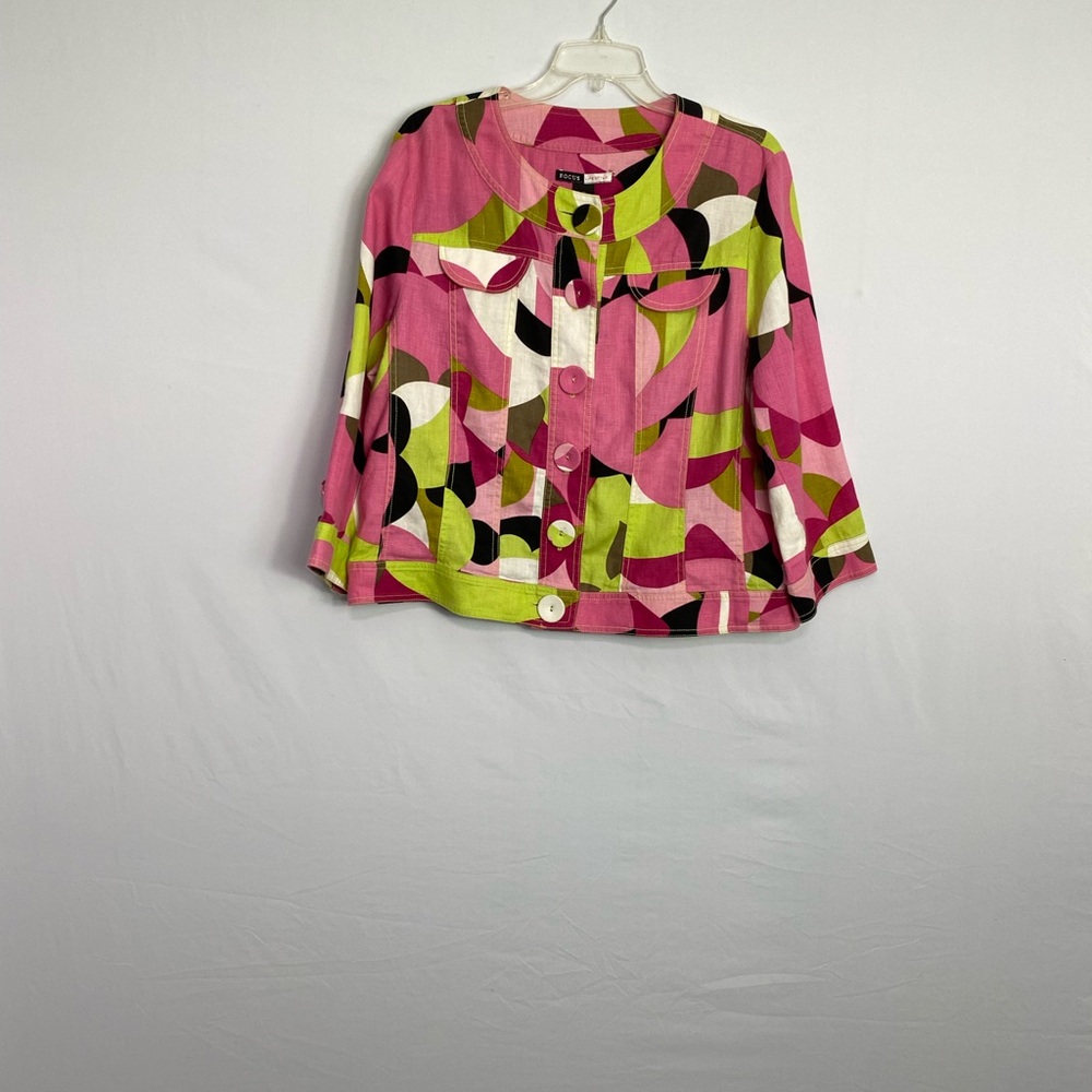 Pink and Black Boxy Button Down Shirt with Peter Pan Collar